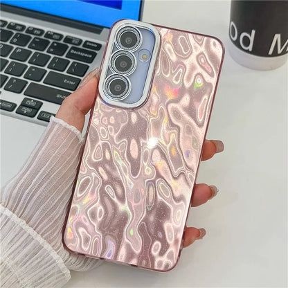 For Samsung Galaxy S24 Case IMD Design Shockproof PC+TPU Phone Cover with Glass Lens Film