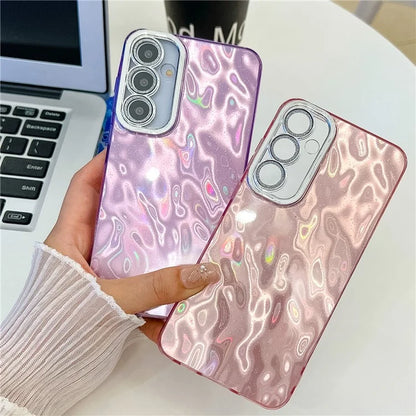 For Samsung Galaxy S24 Case IMD Design Shockproof PC+TPU Phone Cover with Glass Lens Film