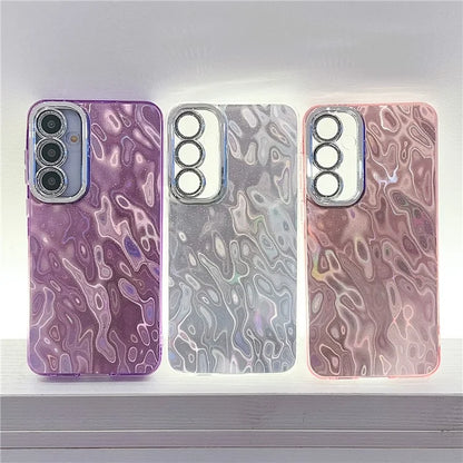 For Samsung Galaxy S24 Case IMD Design Shockproof PC+TPU Phone Cover with Glass Lens Film