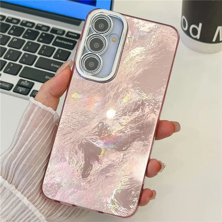 For Samsung Galaxy S24 Case IMD Design Shockproof PC+TPU Phone Cover with Glass Lens Film