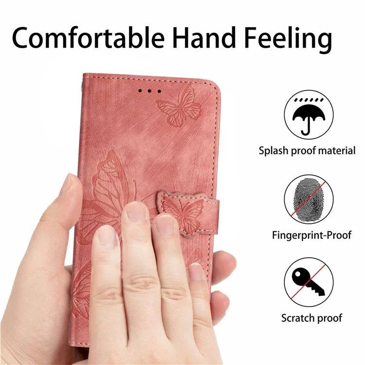 For Samsung Galaxy A06 Case Butterfly Design Flip Wallet Leather Phone Cover Skin-Touch