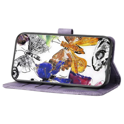 For Samsung Galaxy A06 Case Butterfly Design Flip Wallet Leather Phone Cover Skin-Touch