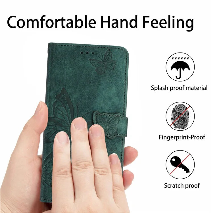 For Samsung Galaxy A06 Case Butterfly Design Flip Wallet Leather Phone Cover Skin-Touch