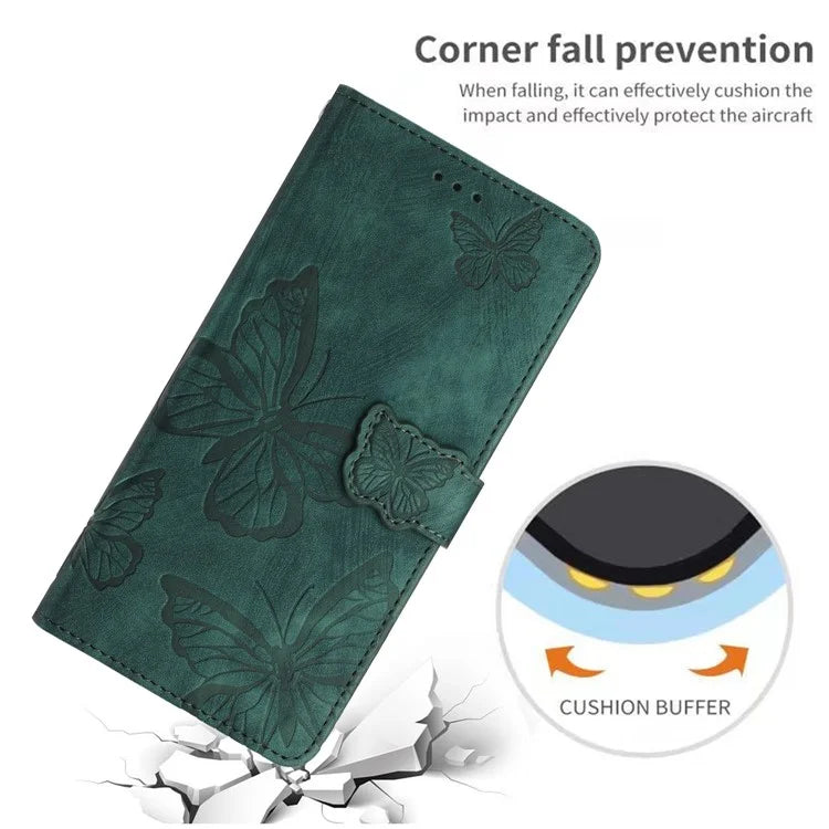 For Samsung Galaxy A06 Case Butterfly Design Flip Wallet Leather Phone Cover Skin-Touch