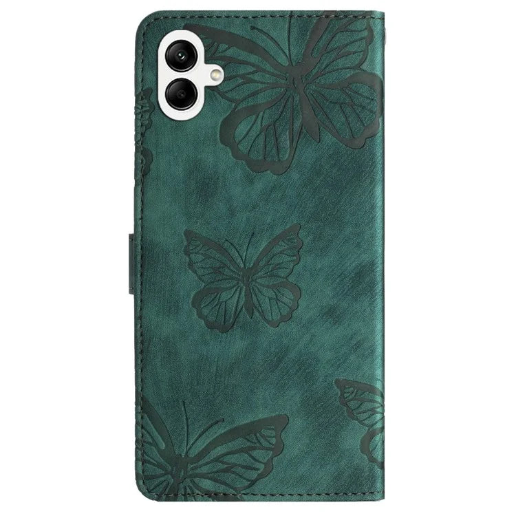 For Samsung Galaxy A06 Case Butterfly Design Flip Wallet Leather Phone Cover Skin-Touch