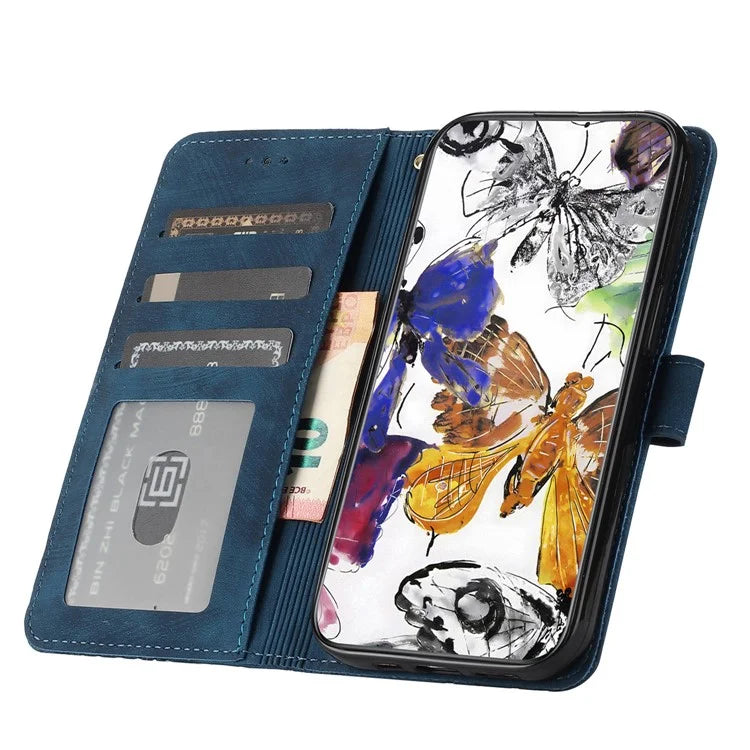 For Samsung Galaxy A06 Case Butterfly Design Flip Wallet Leather Phone Cover Skin-Touch