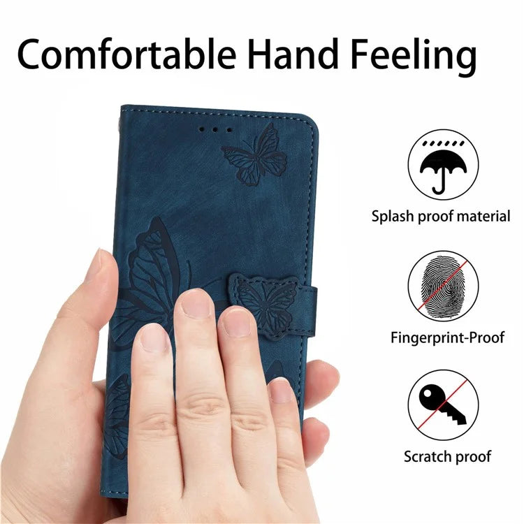 For Samsung Galaxy A06 Case Butterfly Design Flip Wallet Leather Phone Cover Skin-Touch