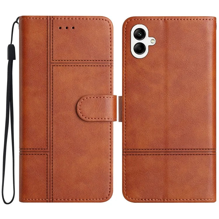 For Samsung Galaxy A06 Case Line Imprinted PU Leather Wallet Phone Cover