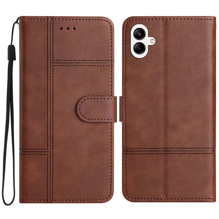 For Samsung Galaxy A06 Case Line Imprinted PU Leather Wallet Phone Cover