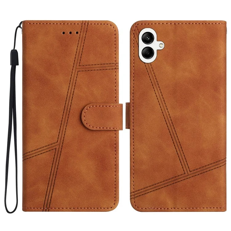 For Samsung Galaxy A06 Case Flip Leather Retro Phone Cover Lines Imprinted