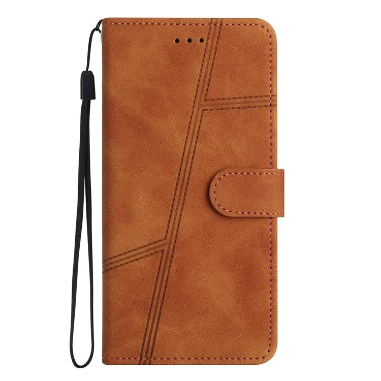 For Samsung Galaxy A06 Case Flip Leather Retro Phone Cover Lines Imprinted