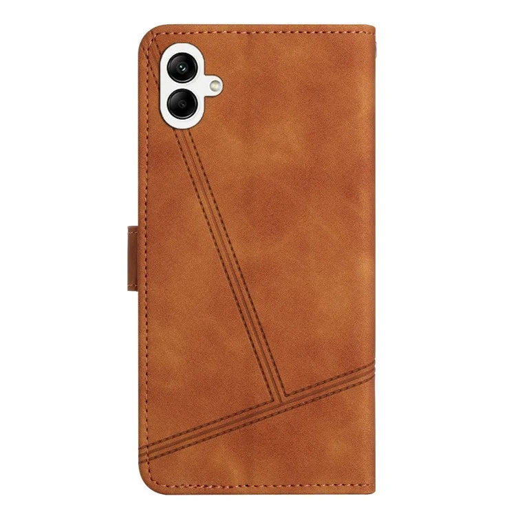For Samsung Galaxy A06 Case Flip Leather Retro Phone Cover Lines Imprinted