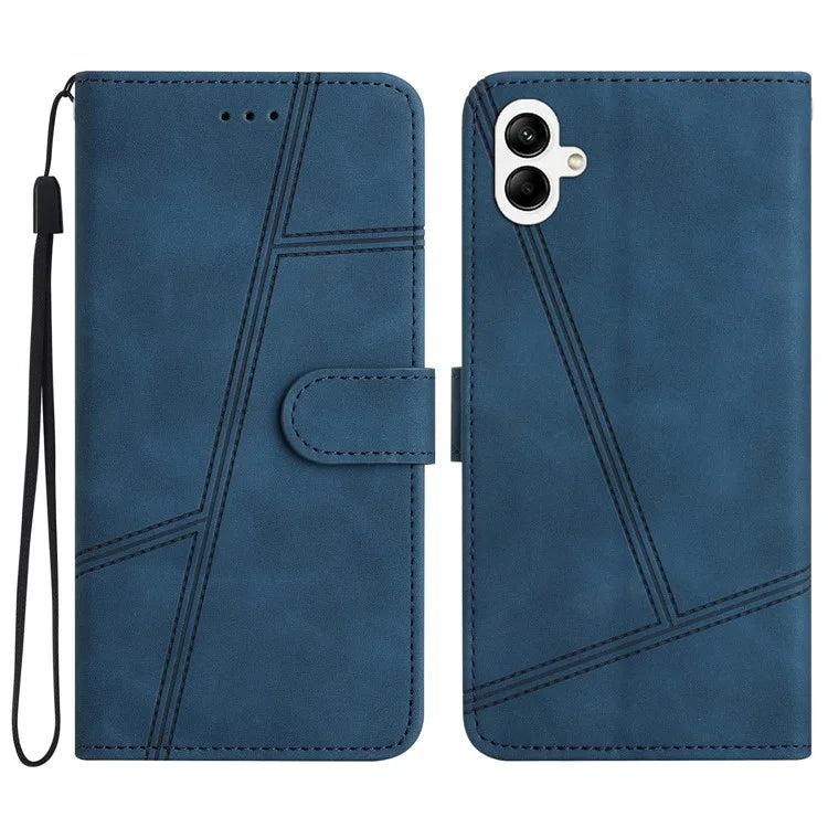 For Samsung Galaxy A06 Case Flip Leather Retro Phone Cover Lines Imprinted