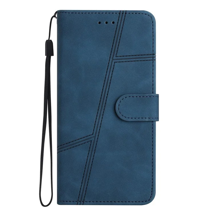 For Samsung Galaxy A06 Case Flip Leather Retro Phone Cover Lines Imprinted