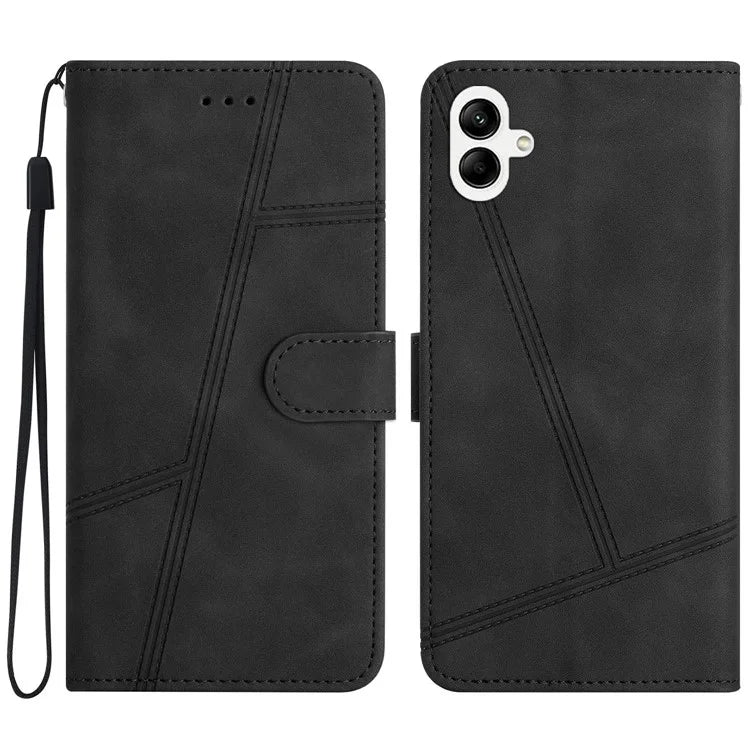 For Samsung Galaxy A06 Case Flip Leather Retro Phone Cover Lines Imprinted