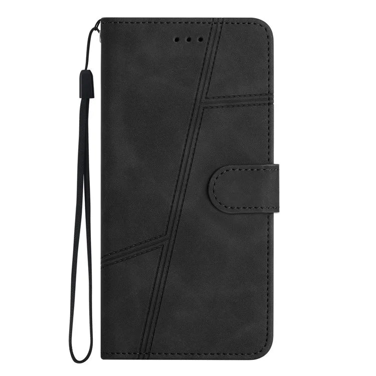 For Samsung Galaxy A06 Case Flip Leather Retro Phone Cover Lines Imprinted