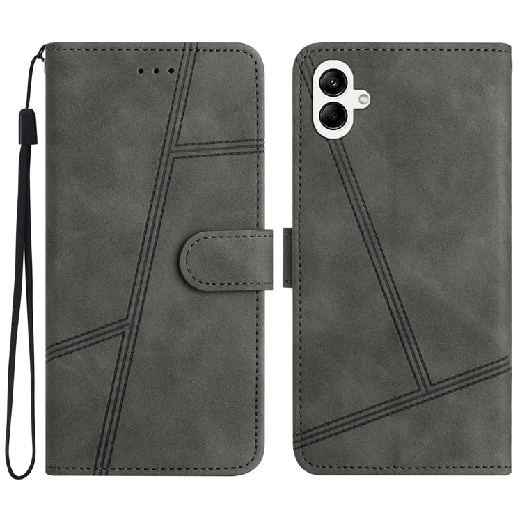 For Samsung Galaxy A06 Case Flip Leather Retro Phone Cover Lines Imprinted