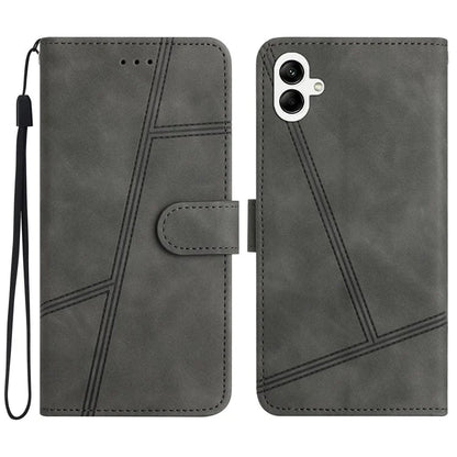 For Samsung Galaxy A06 Case Flip Leather Retro Phone Cover Lines Imprinted