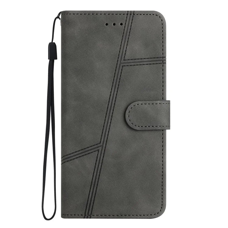 For Samsung Galaxy A06 Case Flip Leather Retro Phone Cover Lines Imprinted