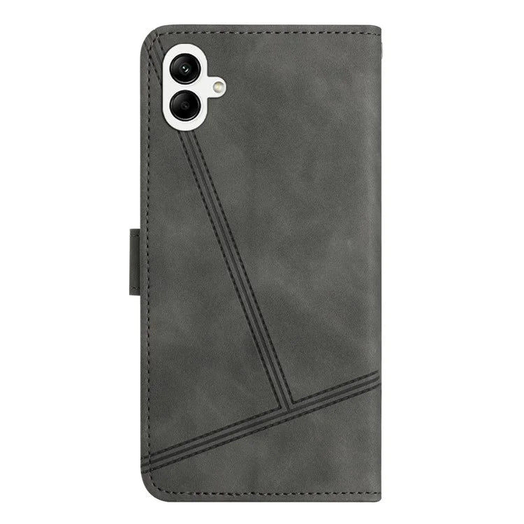For Samsung Galaxy A06 Case Flip Leather Retro Phone Cover Lines Imprinted