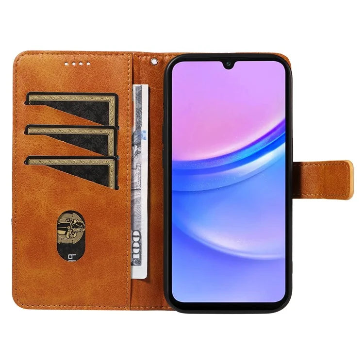 For Samsung Galaxy A16 5G Case Leather Geometric Line Wallet Phone Cover with Wrist Strap