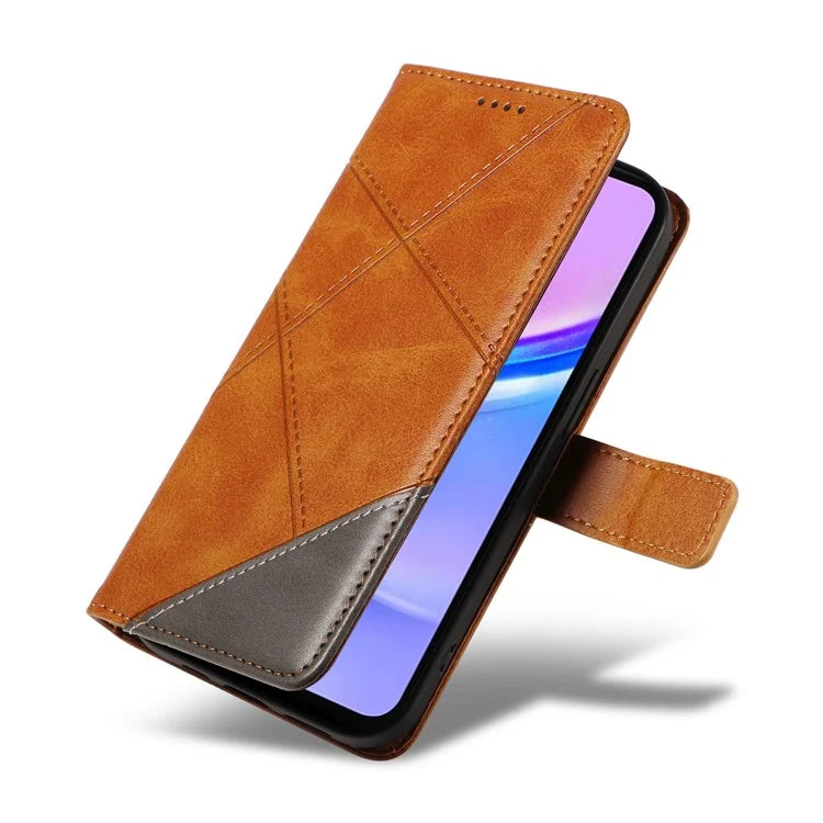 For Samsung Galaxy A16 5G Case Leather Geometric Line Wallet Phone Cover with Wrist Strap