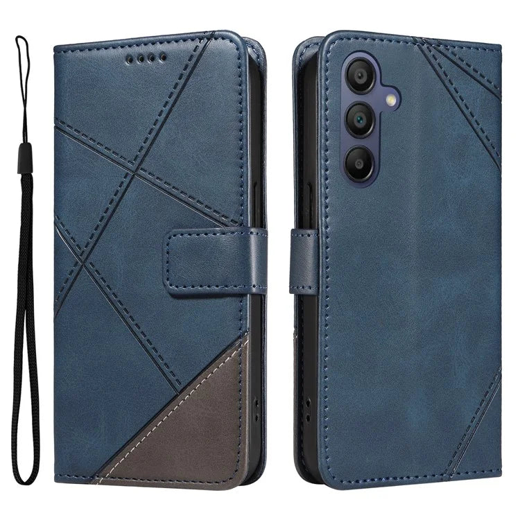 For Samsung Galaxy A16 5G Case Leather Geometric Line Wallet Phone Cover with Wrist Strap