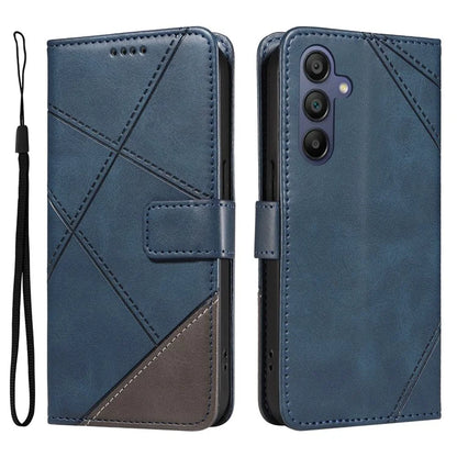 For Samsung Galaxy A16 5G Case Leather Geometric Line Wallet Phone Cover with Wrist Strap