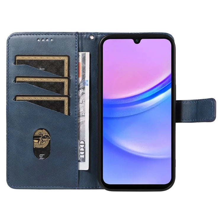 For Samsung Galaxy A16 5G Case Leather Geometric Line Wallet Phone Cover with Wrist Strap