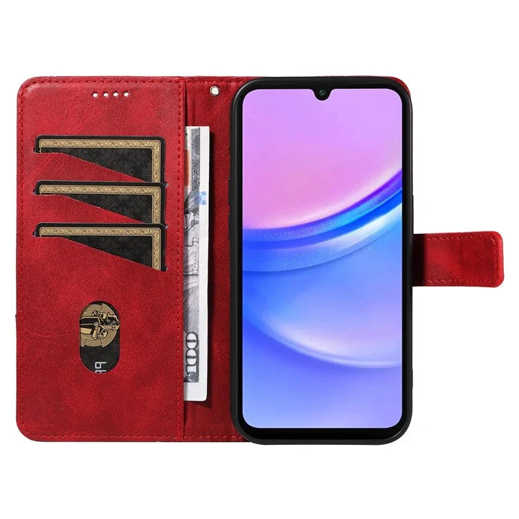 For Samsung Galaxy A16 5G Case Leather Geometric Line Wallet Phone Cover with Wrist Strap