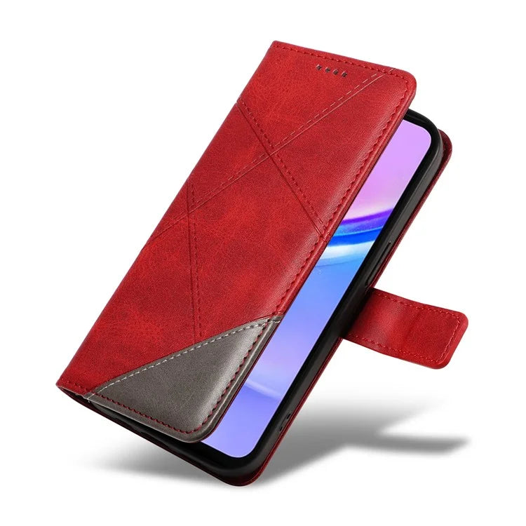 For Samsung Galaxy A16 5G Case Leather Geometric Line Wallet Phone Cover with Wrist Strap