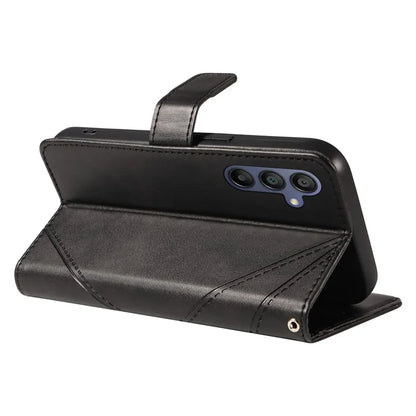 For Samsung Galaxy A16 5G Case Leather Geometric Line Wallet Phone Cover with Wrist Strap