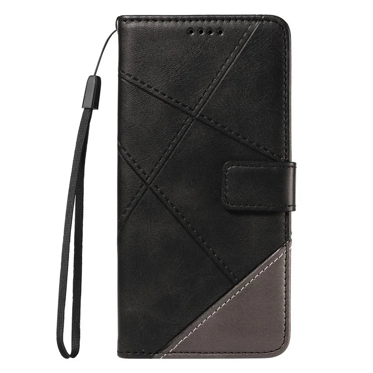 For Samsung Galaxy A16 5G Case Leather Geometric Line Wallet Phone Cover with Wrist Strap
