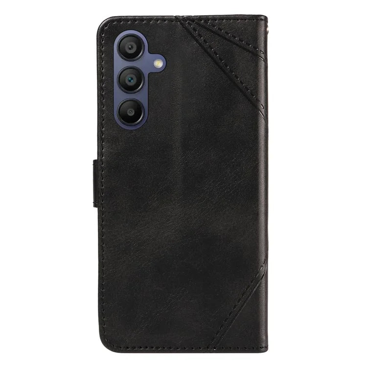For Samsung Galaxy A16 5G Case Leather Geometric Line Wallet Phone Cover with Wrist Strap