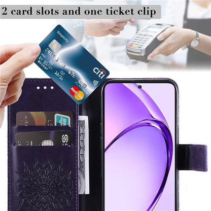 KT Imprinting Flower Series-1 For Oppo A3 Pro (Global) 5G  /  A3 Pro (India) 5G Case Sunflower Leather Wallet Folio Phone Cover