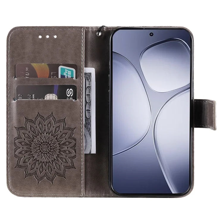 KT Imprinting Flower Series-1 For Xiaomi Redmi K70 Ultra Case Sunflower Leather Wallet Folio Phone Cover
