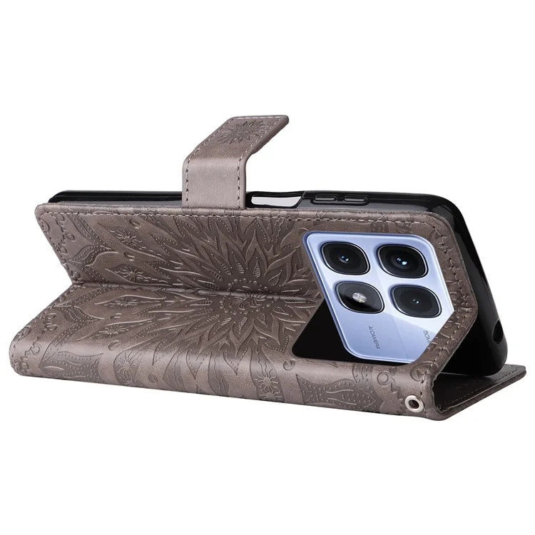 KT Imprinting Flower Series-1 For Xiaomi Redmi K70 Ultra Case Sunflower Leather Wallet Folio Phone Cover