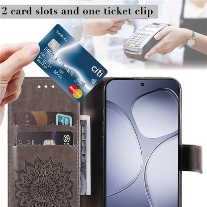 KT Imprinting Flower Series-1 For Xiaomi Redmi K70 Ultra Case Sunflower Leather Wallet Folio Phone Cover