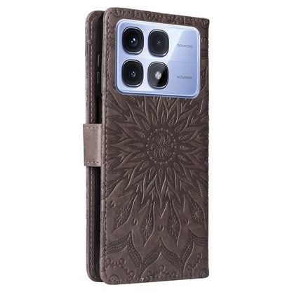 KT Imprinting Flower Series-1 For Xiaomi Redmi K70 Ultra Case Sunflower Leather Wallet Folio Phone Cover