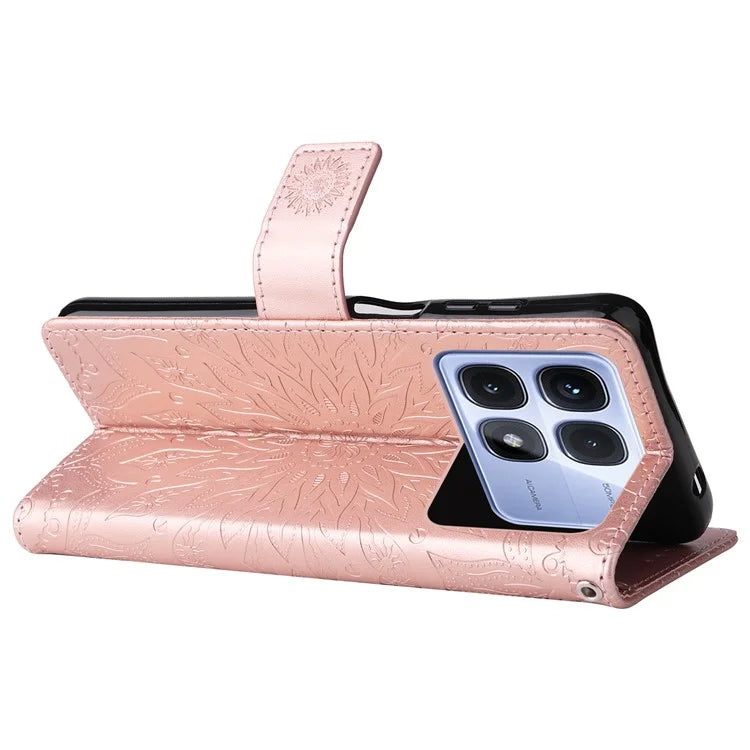 KT Imprinting Flower Series-1 For Xiaomi Redmi K70 Ultra Case Sunflower Leather Wallet Folio Phone Cover
