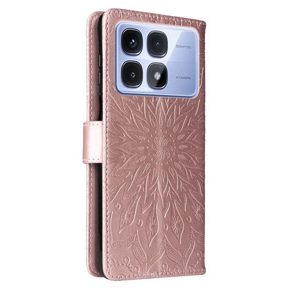 KT Imprinting Flower Series-1 For Xiaomi Redmi K70 Ultra Case Sunflower Leather Wallet Folio Phone Cover