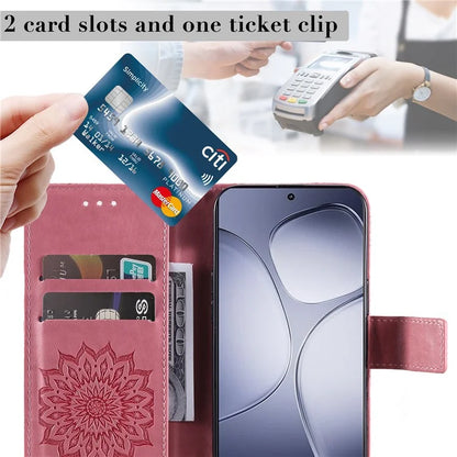 KT Imprinting Flower Series-1 For Xiaomi Redmi K70 Ultra Case Sunflower Leather Wallet Folio Phone Cover