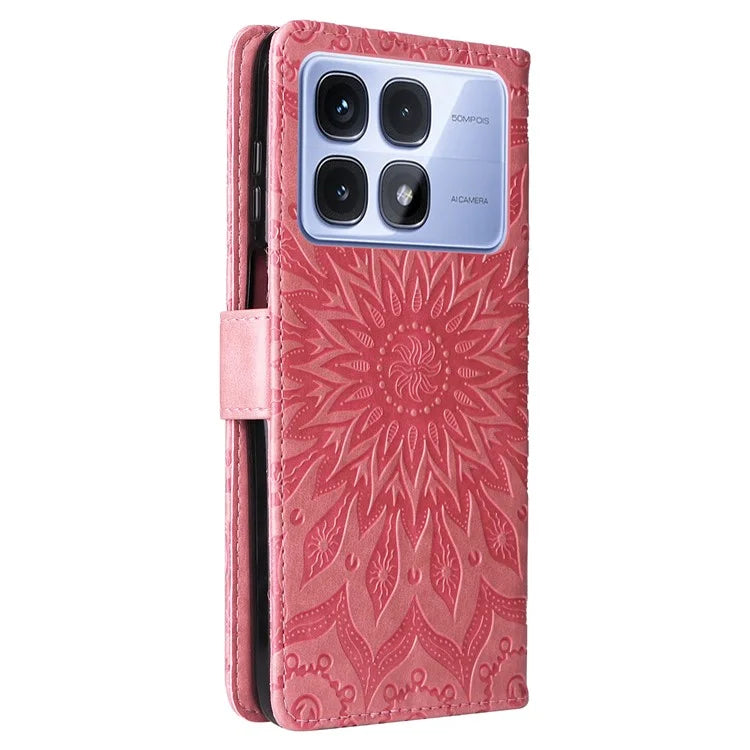 KT Imprinting Flower Series-1 For Xiaomi Redmi K70 Ultra Case Sunflower Leather Wallet Folio Phone Cover