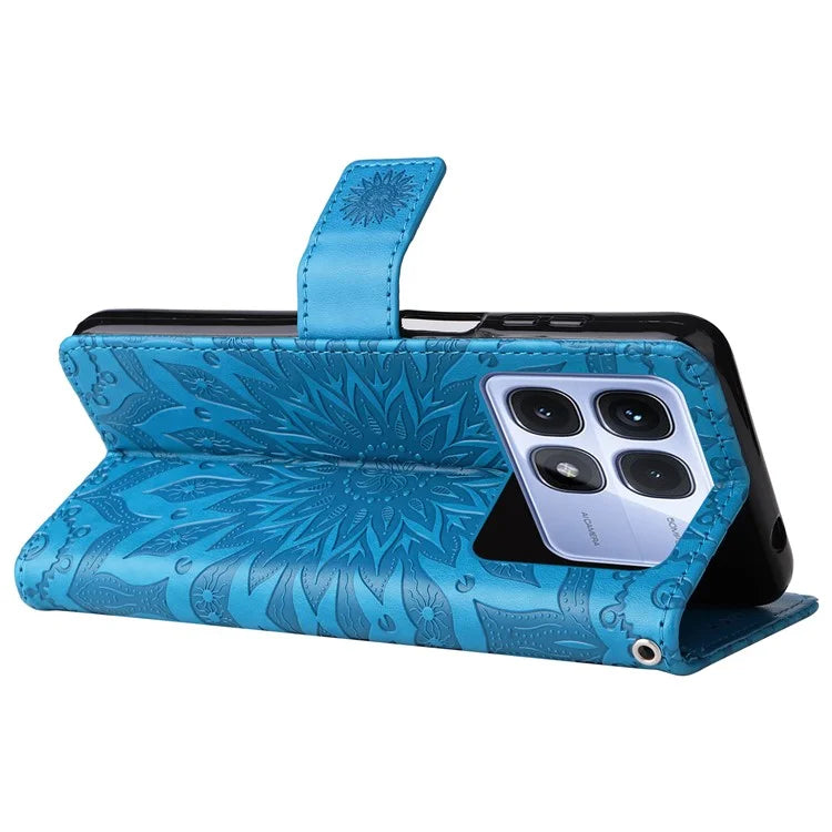 KT Imprinting Flower Series-1 For Xiaomi Redmi K70 Ultra Case Sunflower Leather Wallet Folio Phone Cover