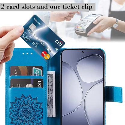 KT Imprinting Flower Series-1 For Xiaomi Redmi K70 Ultra Case Sunflower Leather Wallet Folio Phone Cover