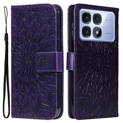 KT Imprinting Flower Series-1 For Xiaomi Redmi K70 Ultra Case Sunflower Leather Wallet Folio Phone Cover