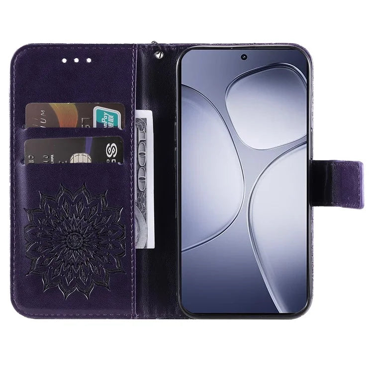 KT Imprinting Flower Series-1 For Xiaomi Redmi K70 Ultra Case Sunflower Leather Wallet Folio Phone Cover
