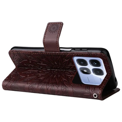KT Imprinting Flower Series-1 For Xiaomi Redmi K70 Ultra Case Sunflower Leather Wallet Folio Phone Cover