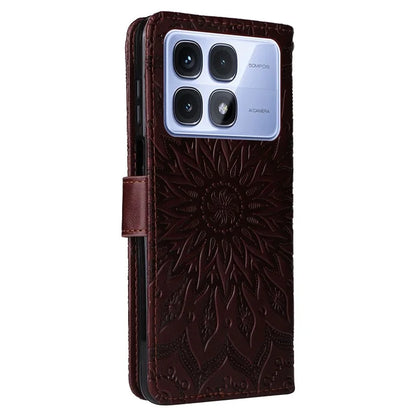 KT Imprinting Flower Series-1 For Xiaomi Redmi K70 Ultra Case Sunflower Leather Wallet Folio Phone Cover