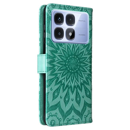 KT Imprinting Flower Series-1 For Xiaomi Redmi K70 Ultra Case Sunflower Leather Wallet Folio Phone Cover